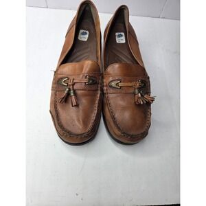 Michel Yale Brown Leather‎ Tassel Loafers Womens 9.5 M Slip On Moc Toe Shoes